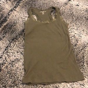 EDDIE BAUER Ribbed Lace Trim Racerback Tank